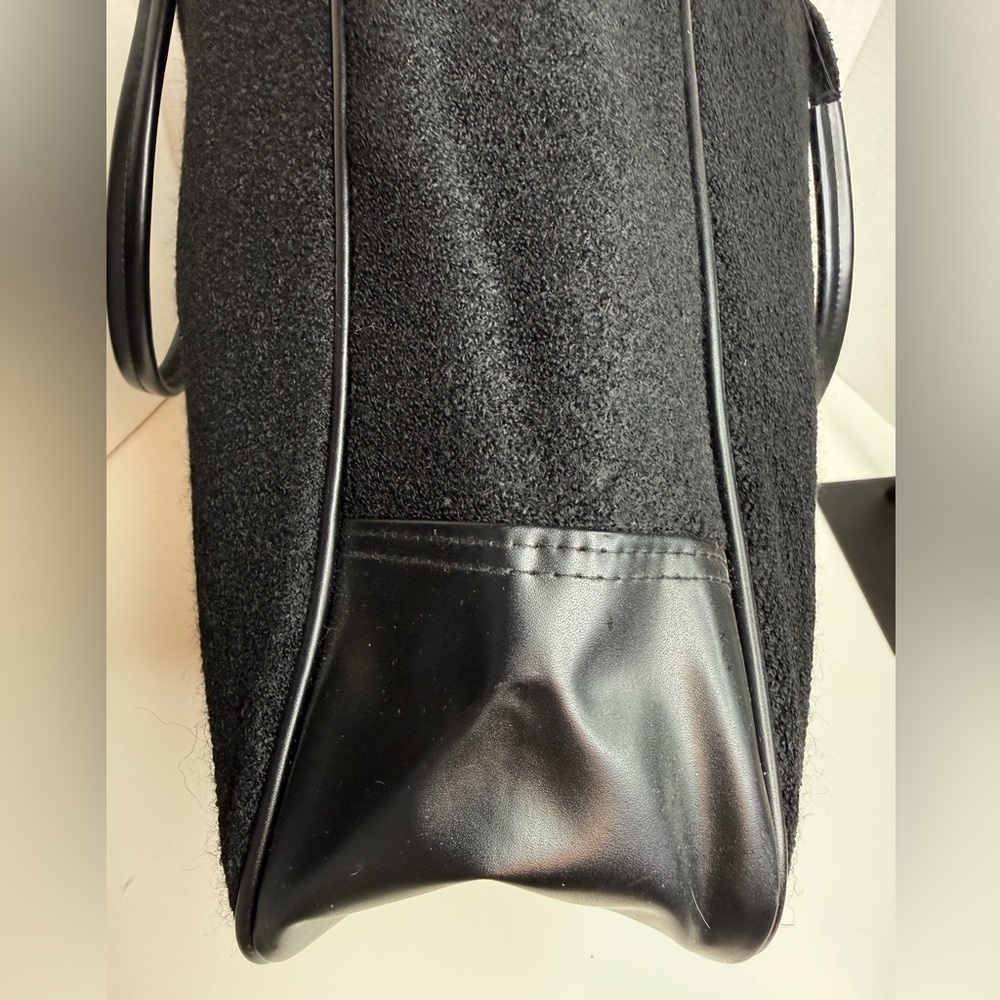 Givenchy Parfums Large Black Wool and Vegan Leather Tote Bag Preppy Luxury Boho - Picture 6 of 16